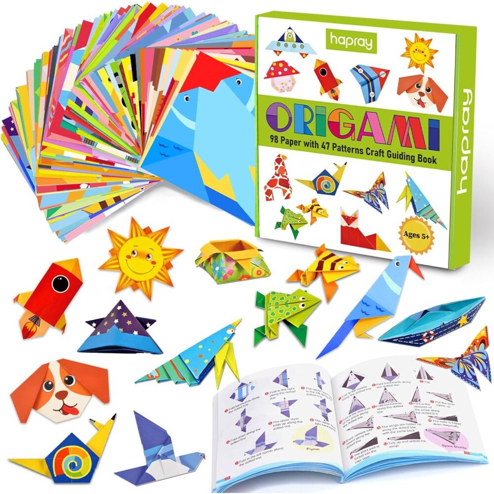 Origami Kit for Kids Ages 5-8 8-12, with Guiding Book, 98 Sheets Paper with 47 P